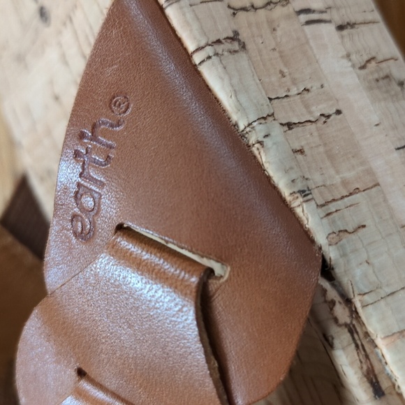 Earth Scotti Platform Leather Dark Natural Slide Sandal Size 8.5 - Picture 9 of 13